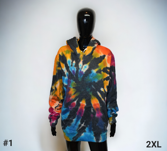 Tie-dye hooded sweatshirt.  