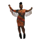 Woman wearing a tie-dye dress with fringe details on a white background. SanJules