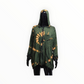 Green and orange tie-dye hoodie with a black mask on a white background