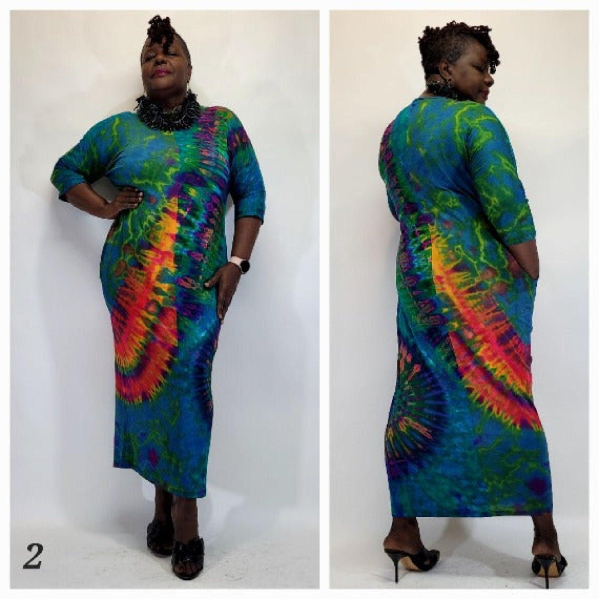 Original cocoon dress - colorful tie-dye oversized dress - artisan made - SanJules