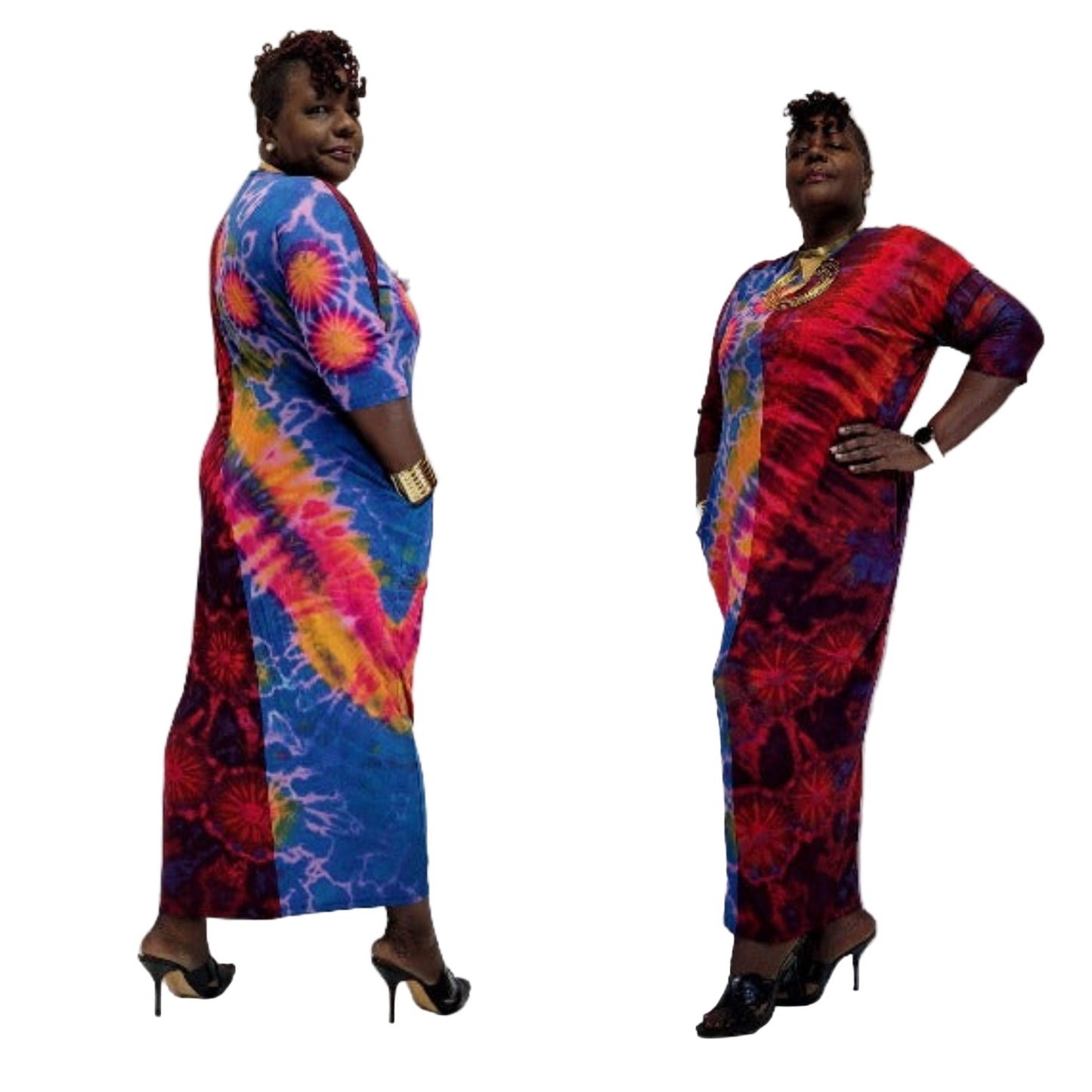 Original cocoon dress - hand-dyed tie-dye maxi dress - one-of-a-kind - SanJules