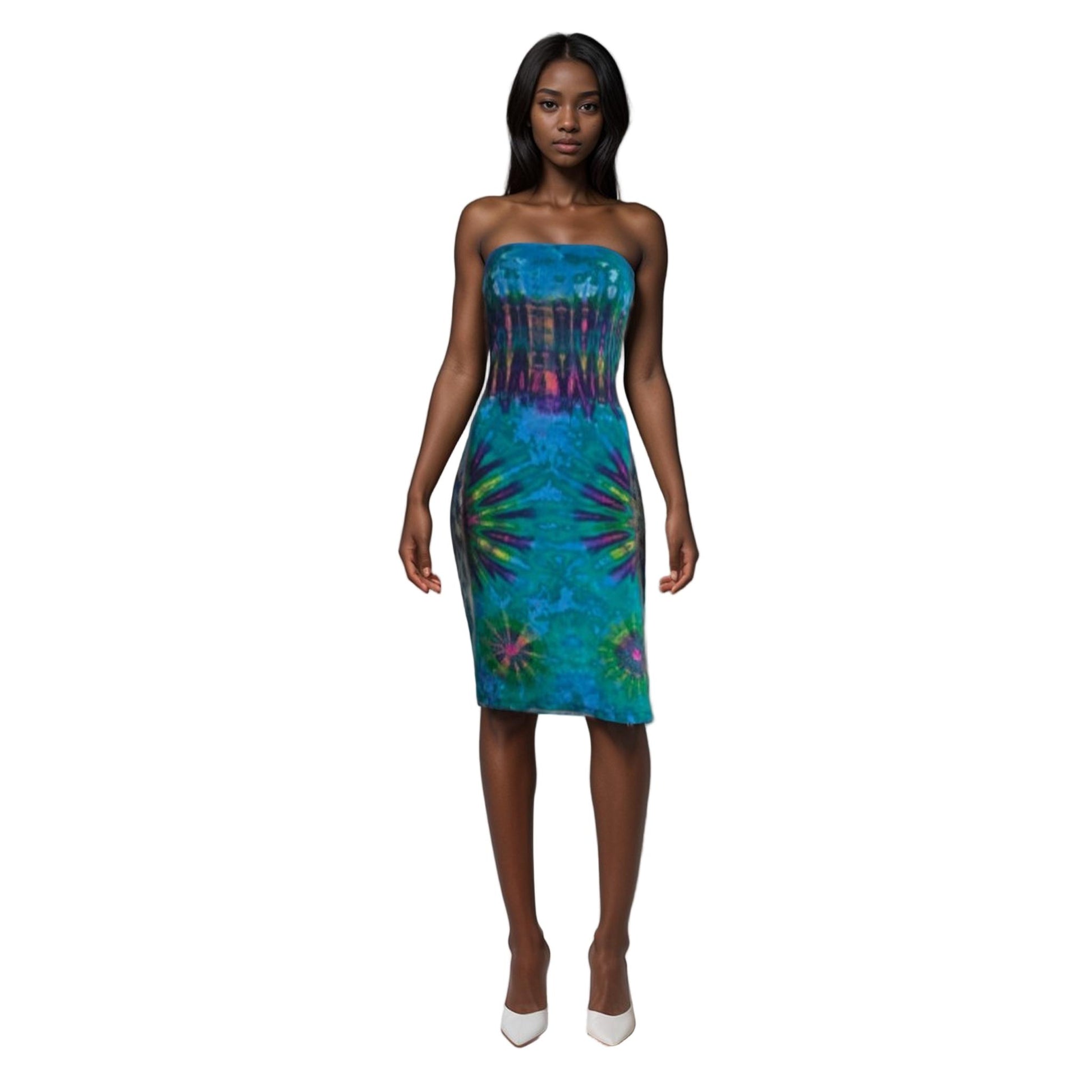Hand-Dyed Convertible Tube Dress & Skirt | 2-in-1 Fitted | SanJules #6A Brilliant green base / Small to Medium / 95% Viscose 5% Spandex Hand-Dyed Convertible Tube Dress & Skirt | 2-in-1 Fitted | SanJules #6A Brilliant green base / Small to Medium / 95% Viscose 5% Spandex