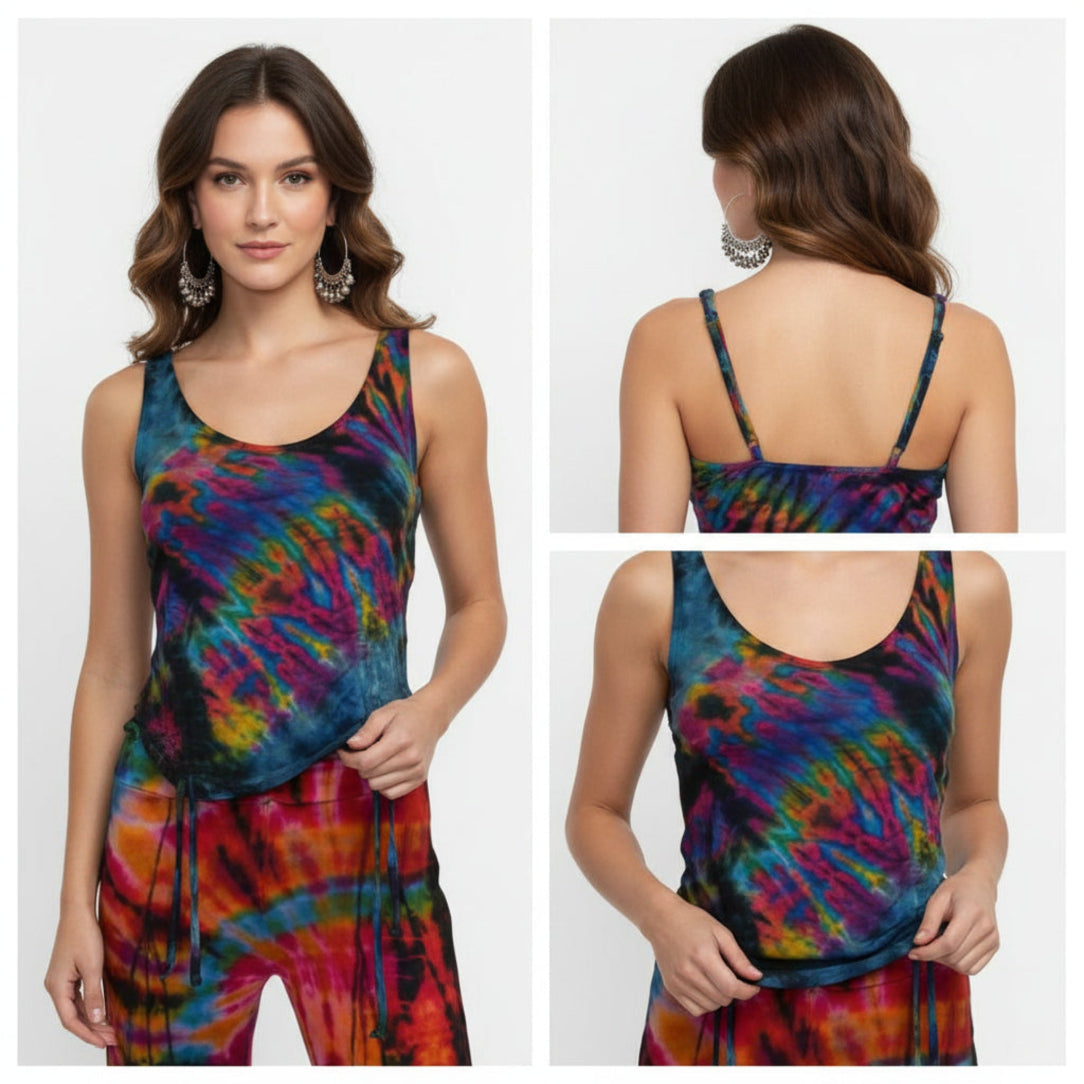 Adjustable pull string top
