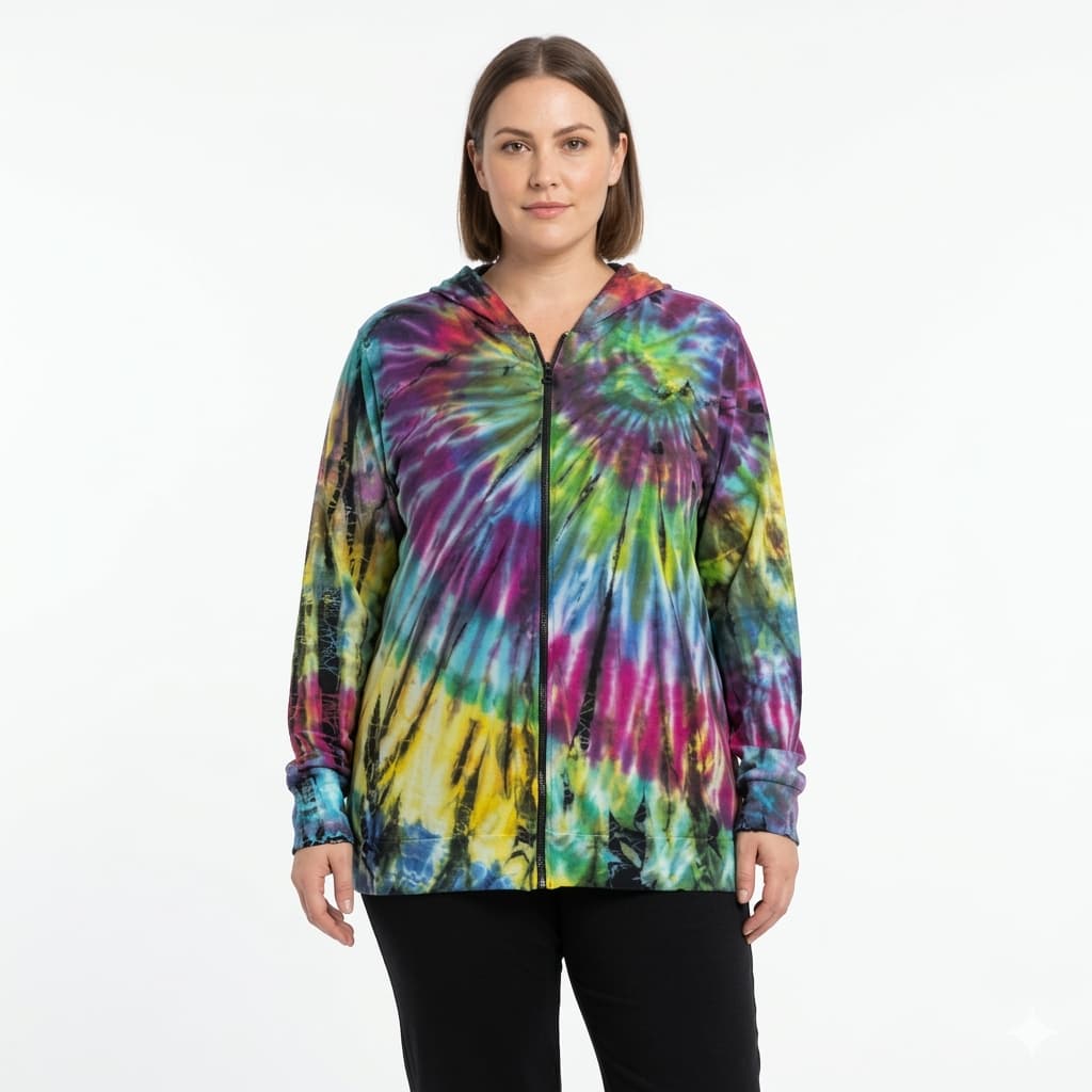 Tie Dye Hoodie Zip Light weight Final Sale Zip-Up Hooded Layering Jacket