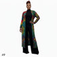 Person wearing a colorful tie-dye duster over a black outfit on a white background-Sanjules