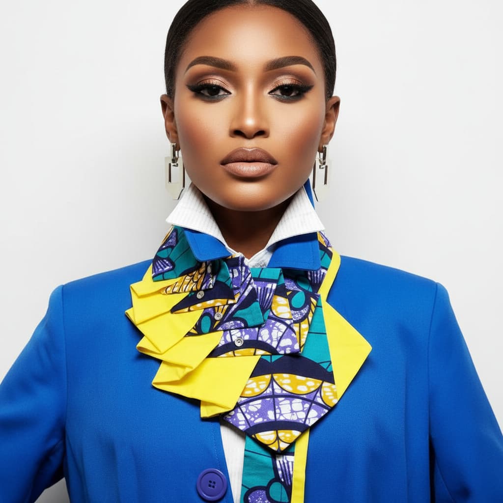 Woman wearing patterned necktie