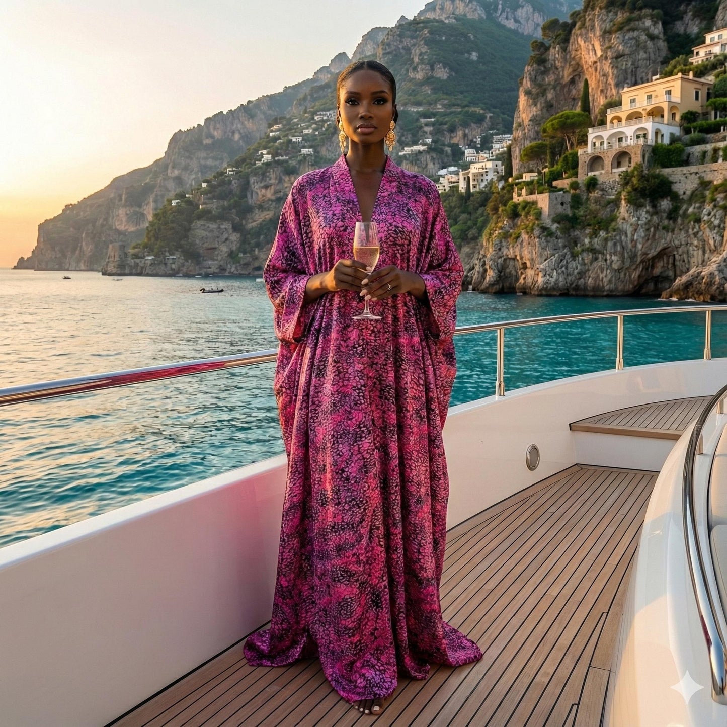 SanJules Silk Satin Oversized Kaftan | Luxury Resort Wear