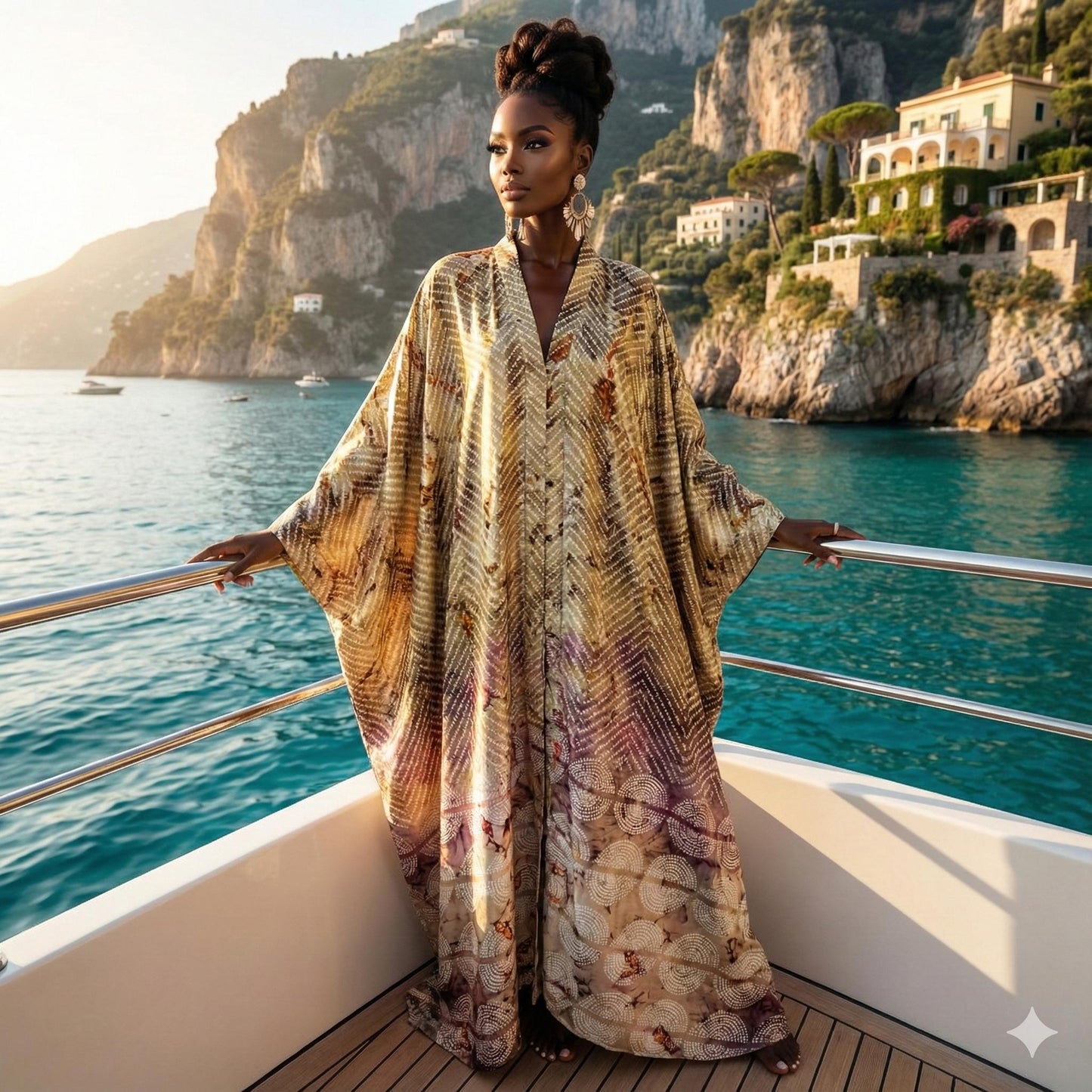 SanJules Silk Satin Oversized Kaftan | Luxury Resort Wear