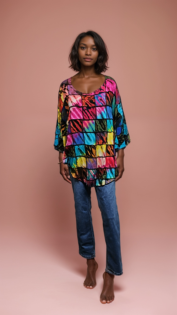 Patchwork poncho top