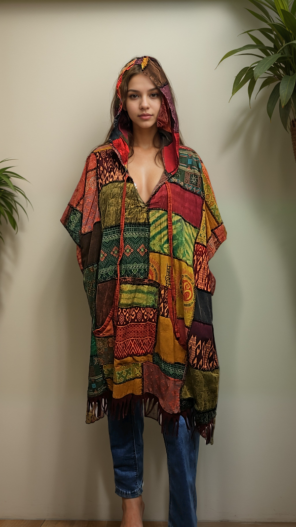 Mexican Style Patchwork Poncho