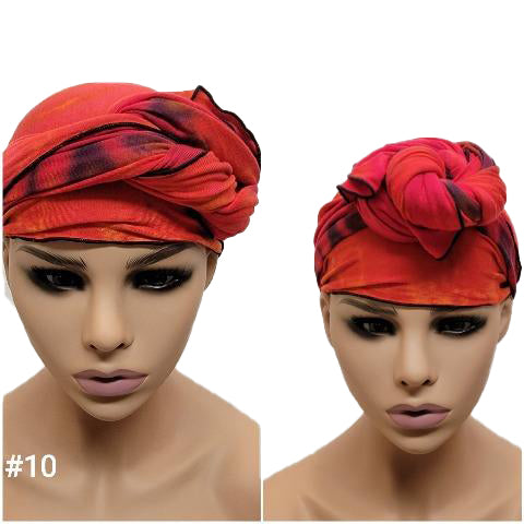 Red pink base headwrap/scarf/ wrap top