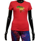 Red t shirt with rhinestone map of Africa