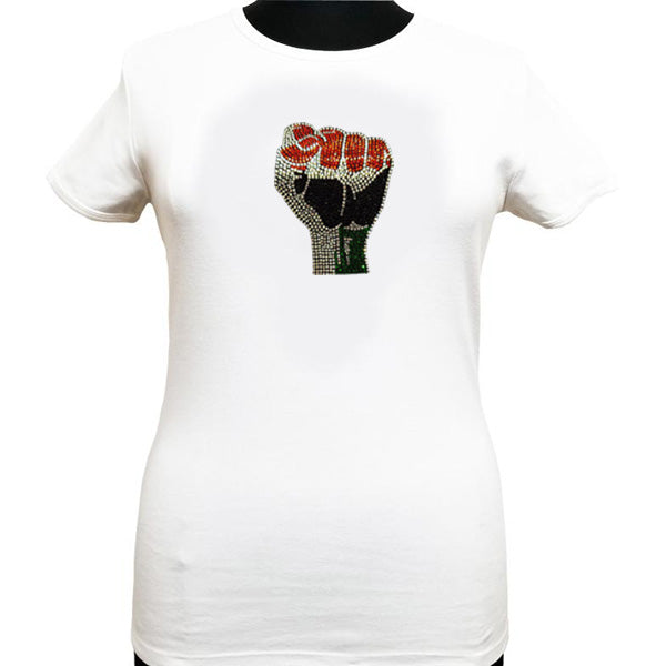 Black power fist t hot sale shirt