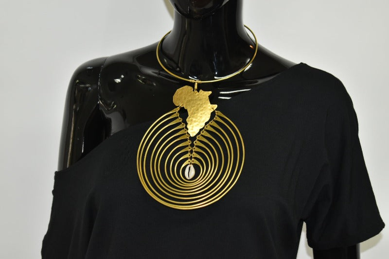 Africa Brass map necklace