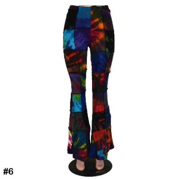Women's Patterned Bell Bottom Pants - Multicolor