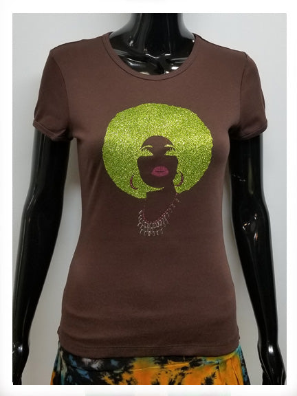 Foxy green and pink afro-T Shirt-SanJules