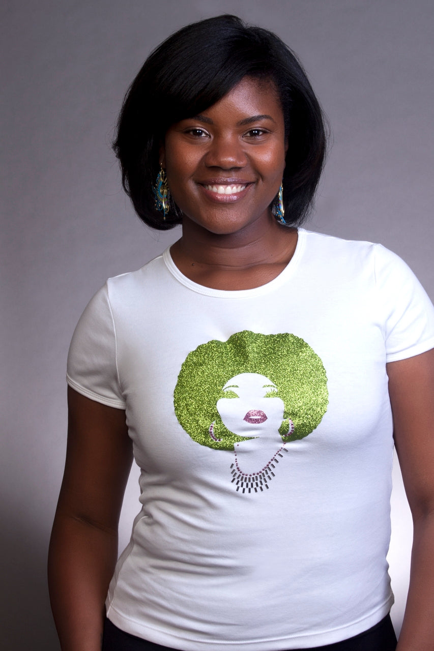 Foxy green and pink afro-T Shirt-SanJules