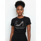 Black combed cotton tee with "God orders my steps" and a rhinestone stiletto design.