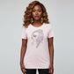 Pink Loc Diva women's t-shirt with a rhinestone natural hair design, worn by a model.
