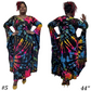 Midi tie dye diva dress Black multi color44 inches long 