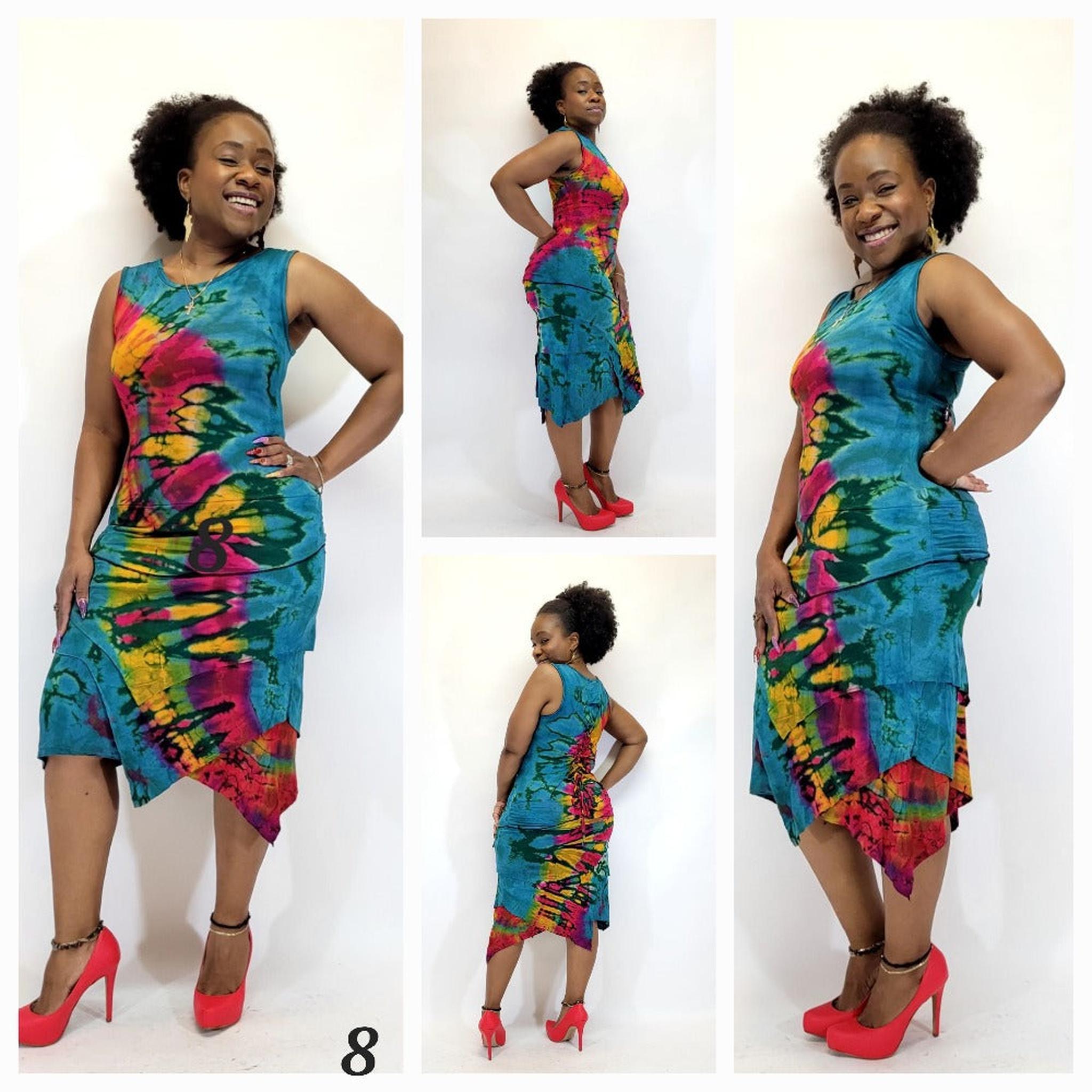 Hand-Dyed Dress Adjustable Waist Ruffle Hem | SanJules